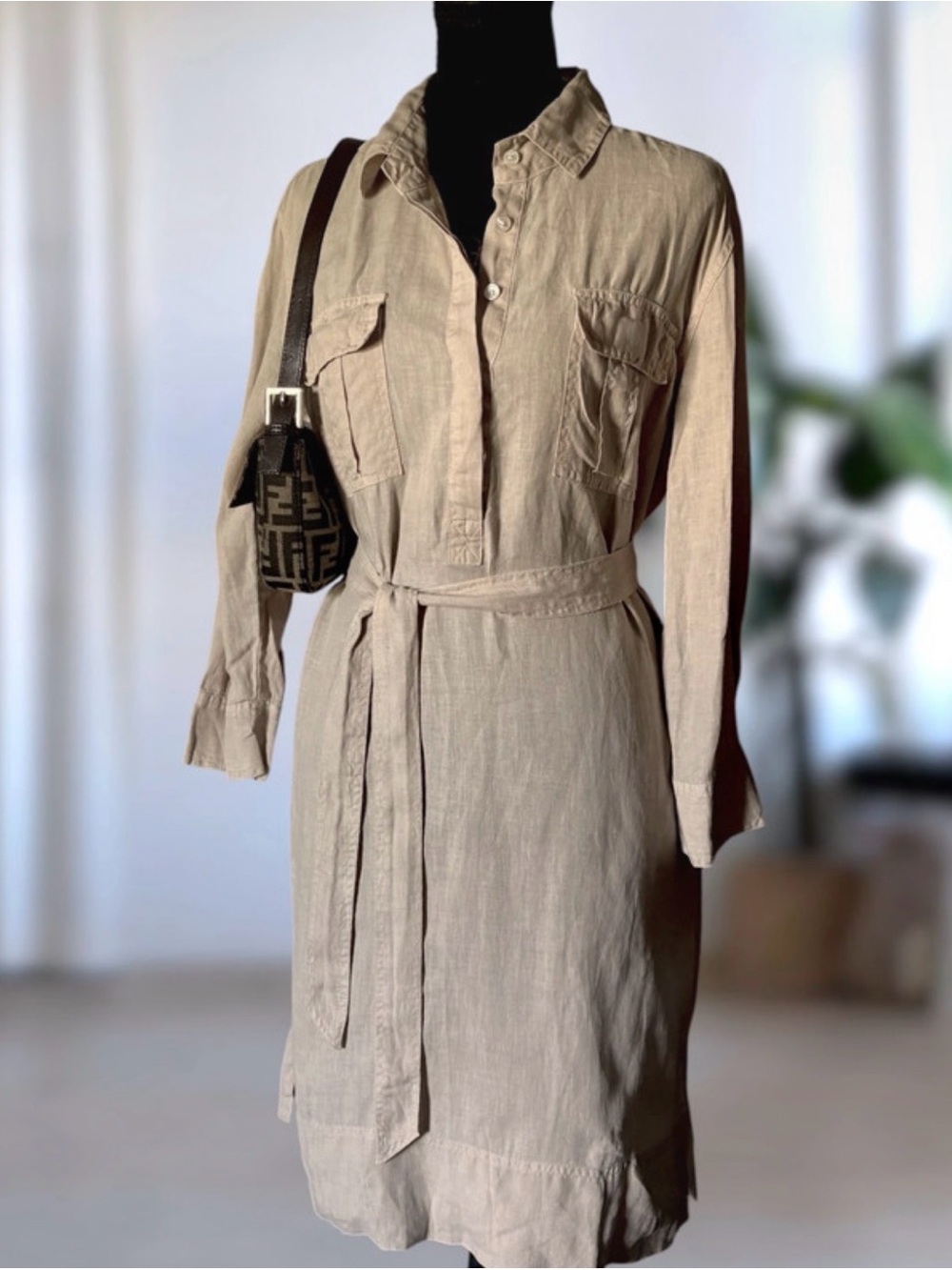 Tommy Bahama Light Beige Shirt with Brown Label